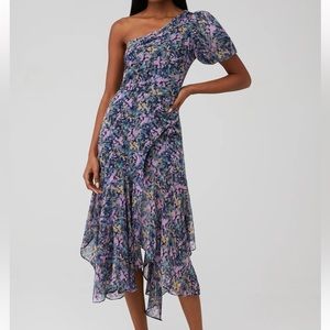 NWT ONE SHOULDER ASTR MIDI DRESS